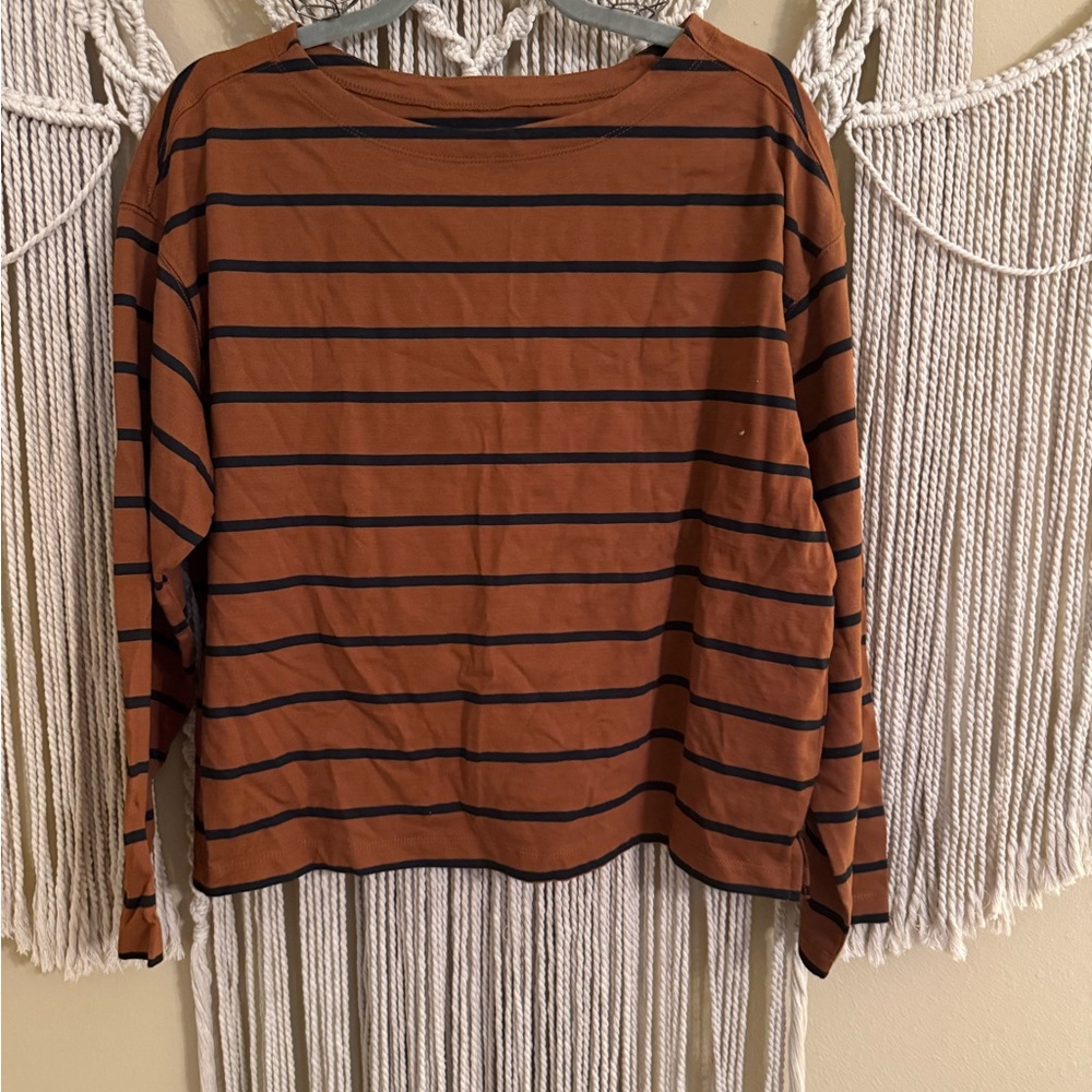 Old Navy Rust and Black Striped Long-Sleeve Top